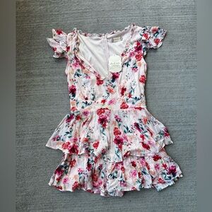 Altar’d State Size S Floral Romper White Red Pink